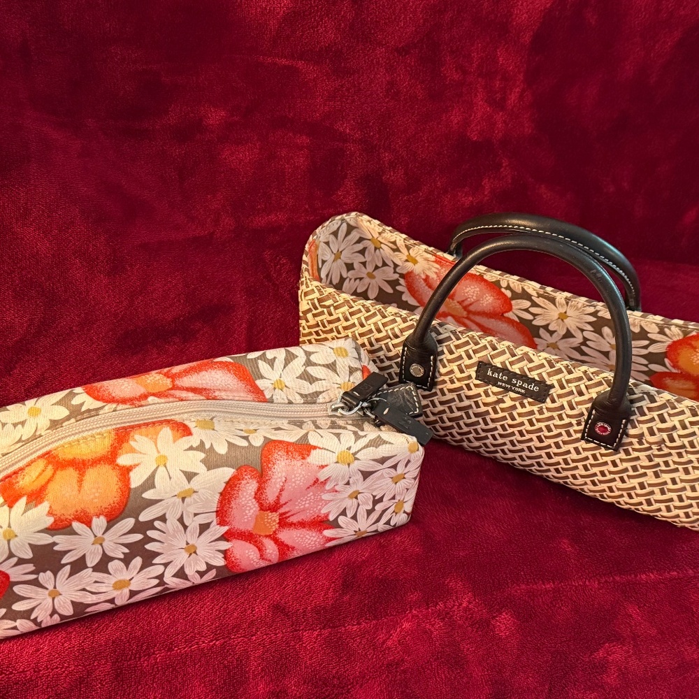 Kate Spade Small Straw and Fabric Purse
